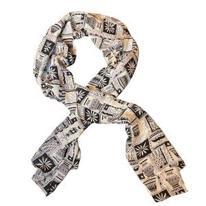 Black White Design Long Decorative Scarf